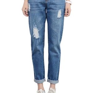 Women’s skinny distressed mom pants